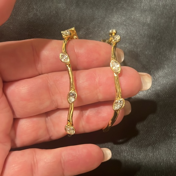 ALEXIS BITTAR Gold Navette Crystal Hoop Earrings - Picture 8 of 9